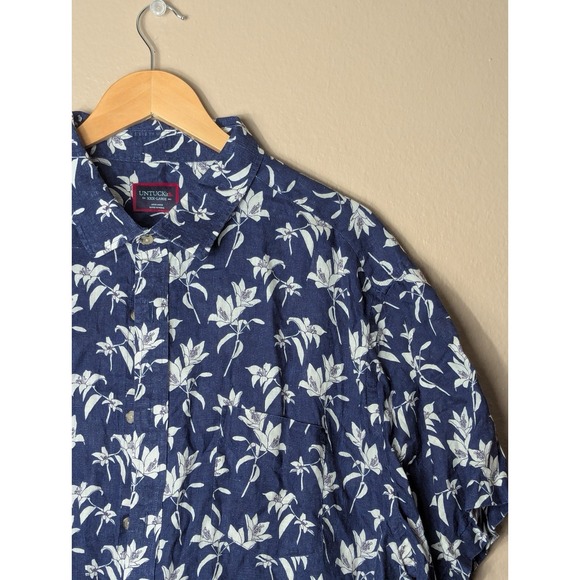 UNTUCKit Parrina SS Shirt 3xL Blue Linen Floral Button Up 2023 - Picture 3 of 16